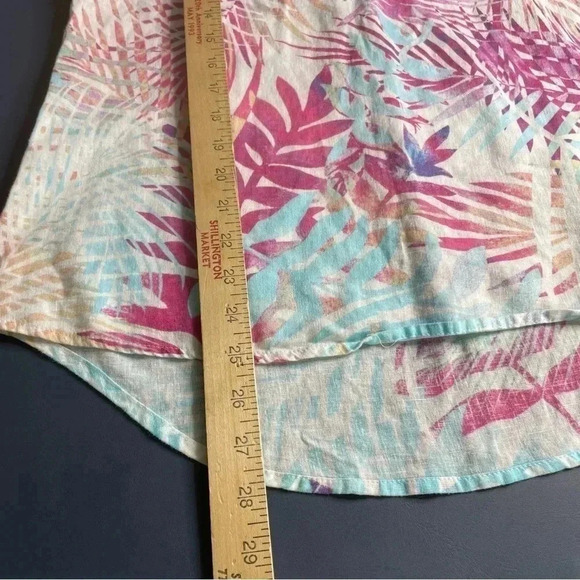 Coral Bay Women’s Pastel Blouse Small Blue Pink Hi Low Half Button Long Sleeved - Picture 15 of 15